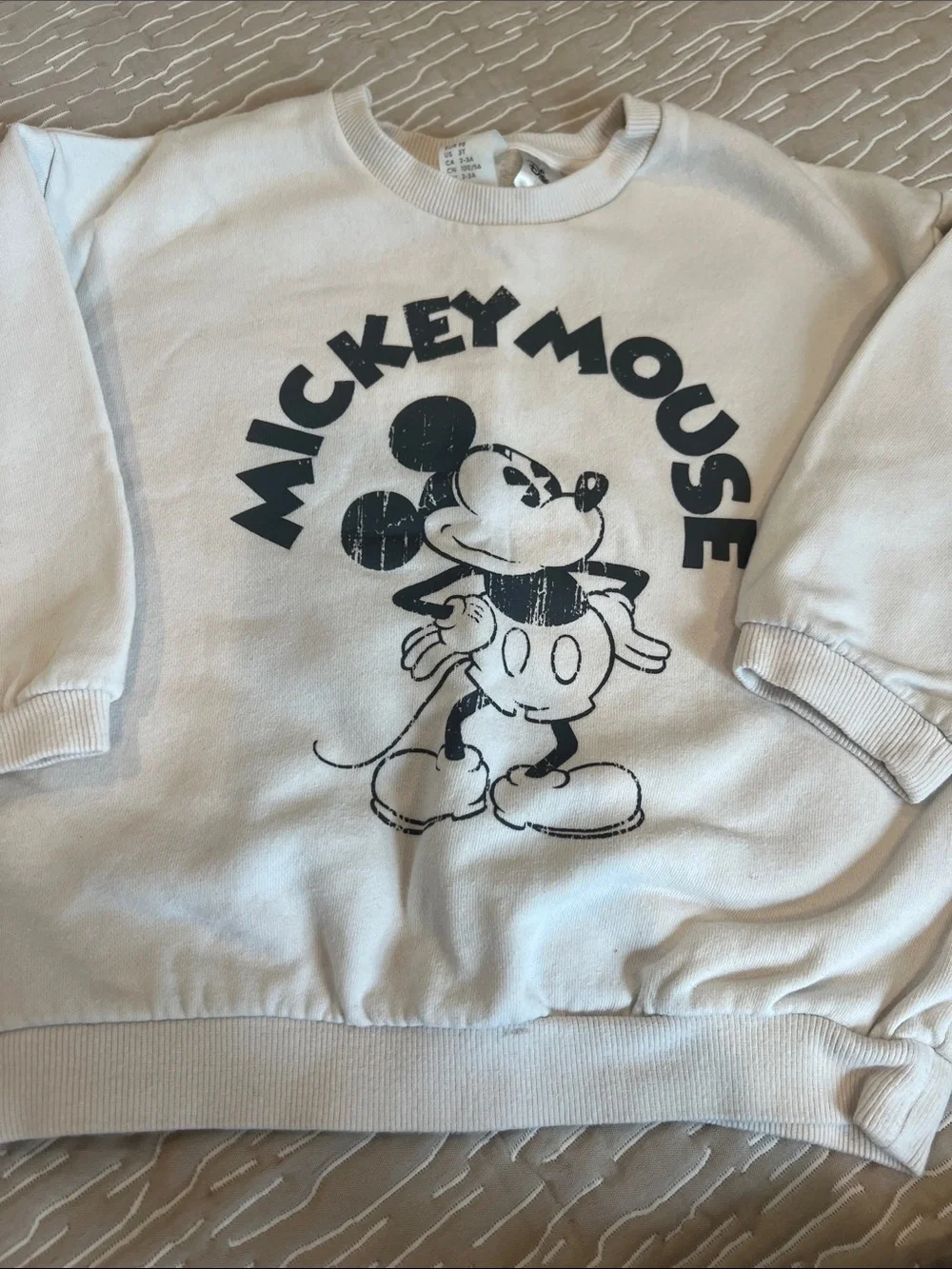 H&M Cream Mickey Mouse Sweatshirt with Charcoal Joggers - Kids Set